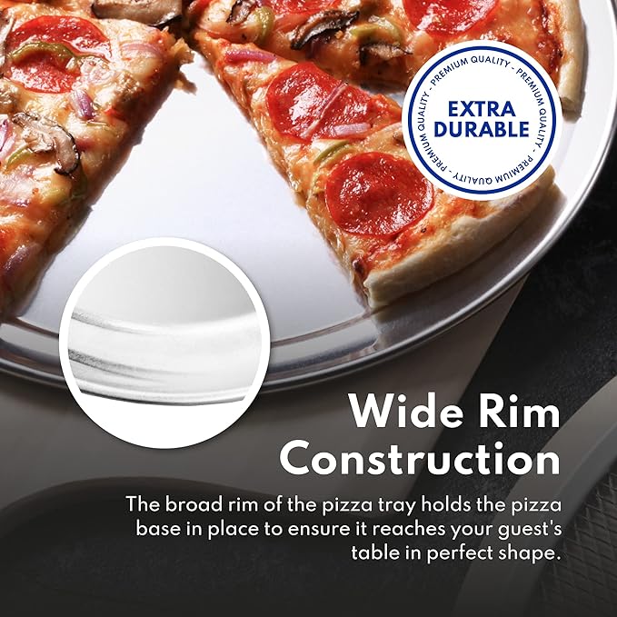 New Star Foodservice 50837 Restaurant-Grade Aluminum Pizza Pan, Baking Tray, Coupe Style, 16-Inch