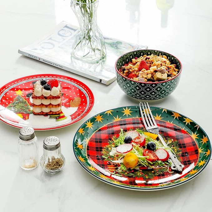 glowworm Dinner Plate Set of 6, 10.5 Inch Ceramic Dinner Plates, Salad Serving Plate for Kitchen, Restaurant, Valentine’s Day Gift, Microwave, Oven & Dishwasher Safe