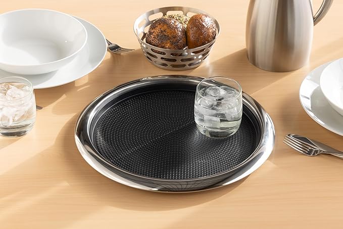 Service Ideas TR1412RIPS Tray with Removable Insert, 12" Round, Stainless Steel, Polished
