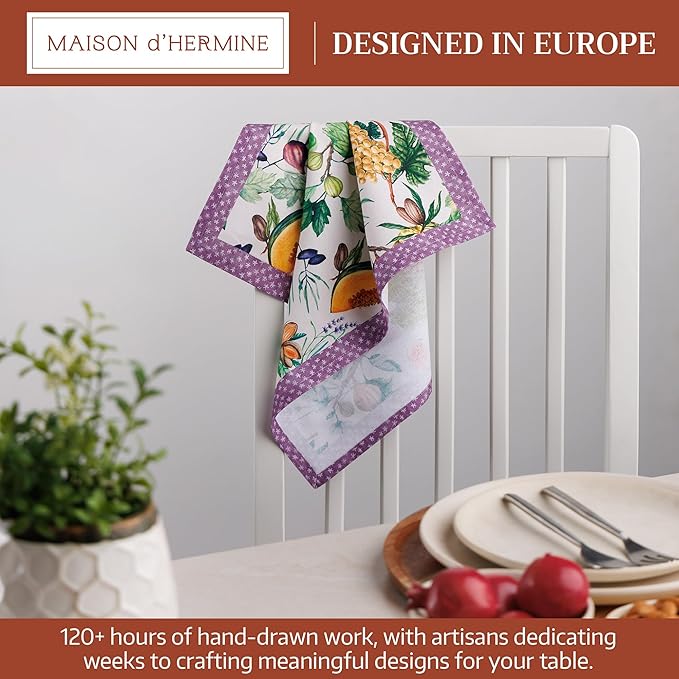 Maison d' Hermine Cloth Napkins Set of 4 100% Cotton Soft & Durable Everyday Reusable Square Napkins Cloth Washable, Dinner, Cocktail Party, Wedding, Restaurant (Cavaillon, 18" x 18")