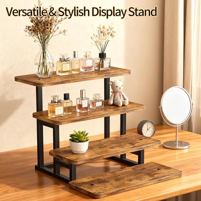 Lily Cupcake Stand for 50 Cupcakes, 2 PACK Wooden Dessert Table Display Set for Wedding Cupcake Tower, Stepped Tiered Tray Stand 4 Tier Risers Display Stands Serving Trays for Party Market Display