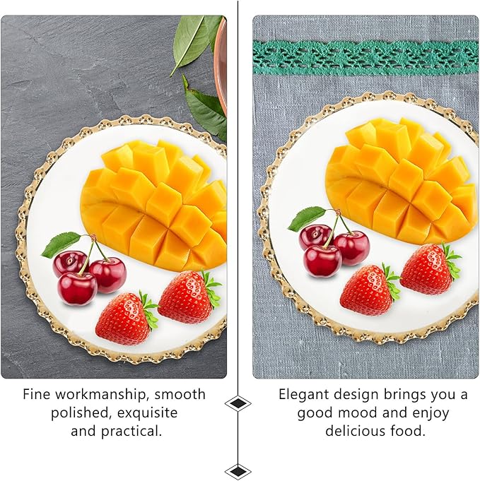Homoyoyo Gold Platter Elegant Ceramic Plate Set Dinner Plate for Western Food Dessert Plate Household Use