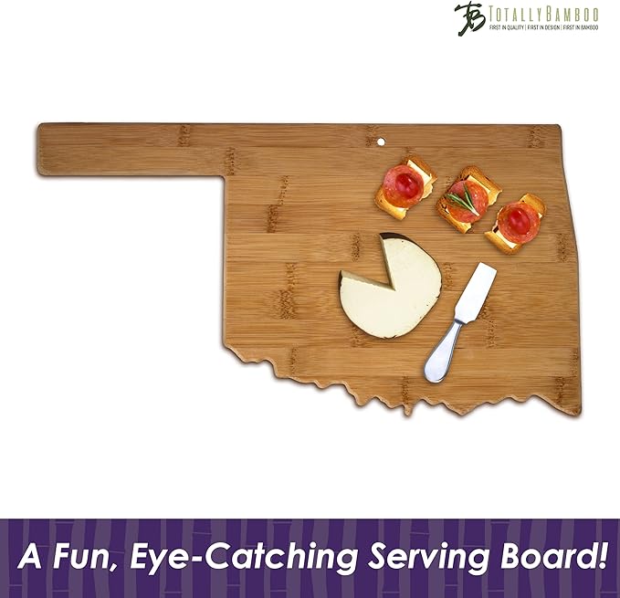 Totally Bamboo Oklahoma State Shaped Bamboo Serving and Cutting Board