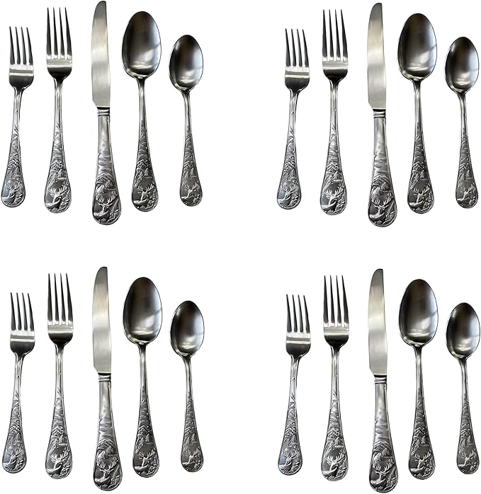 Cambridge Deer Satin 20 Piece Flatware Set