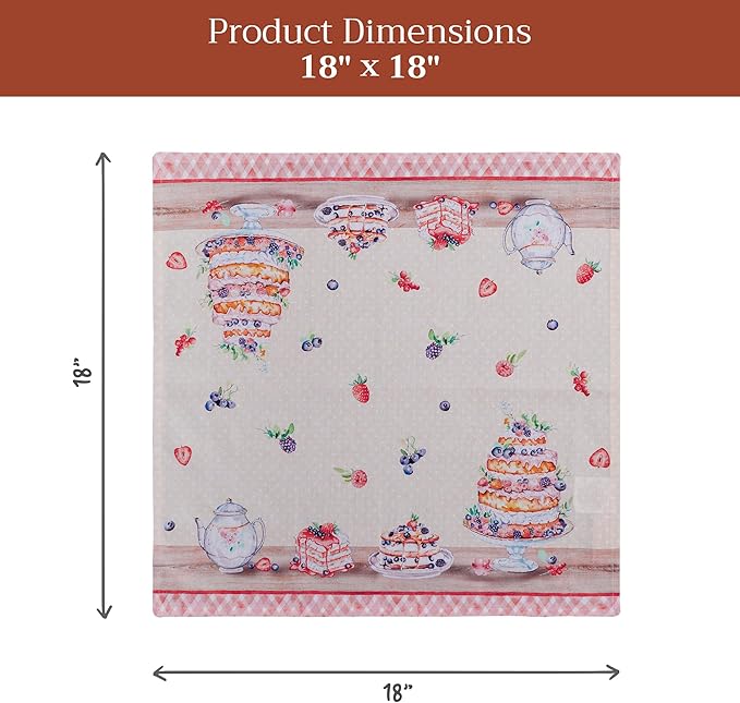 Maison d' Hermine Cloth Napkins Set of 4 100% Cotton Soft & Durable Everyday Reusable Square Napkins Cloth Washable, Dinner, Cocktail Party, Wedding, Restaurant (Incing of The Cakes, 18" x 18")