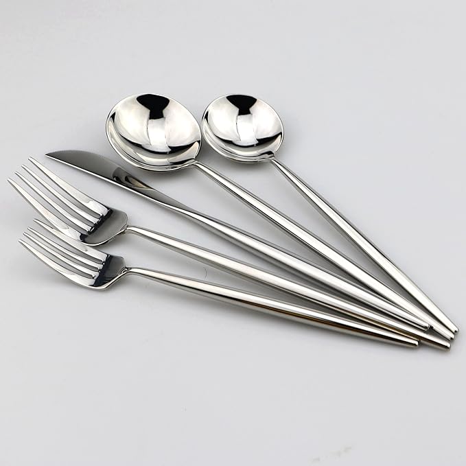 20-Piece Flatware Set, 18/10 Stainless Steel Dishwasher Safe, Mirror Polishing Silver