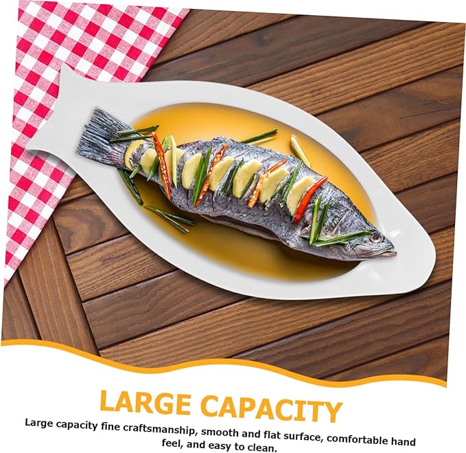 GLEAVI Pure White Oval Plate Ceramic Steamed Plate Household Kitchen Serving Platter for Home and Restaurant Use
