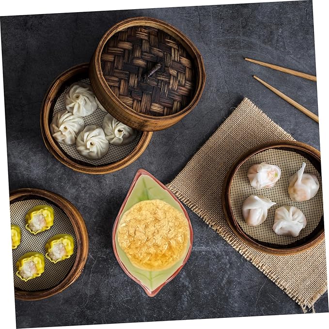 4pcs Leaf-shaped Ceramic Plates for Sauce Dips and Snacks Versatile Dessert and Seasoning Bowls Random Patterns Home Kitchen and Entertaining
