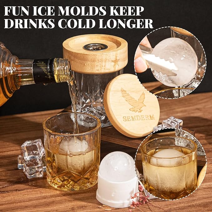 Ultimate Whisky Smoker Kit Old Fashioned Smoker Kit with Torch - 6 Flavor Wood Chips, 2 Glasses, 2 Ice Ball Molds - Cocktail Smoker Kit Gifts for Men, Dad, Bourbon Smoker Kit Lovers (No Butane)