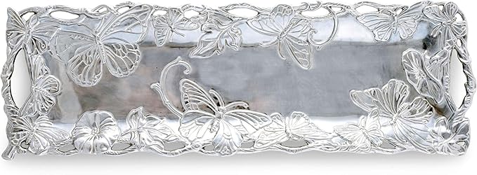 Arthur Court Designs Aluminum Butterfly Oblong Tray 18.5 inch x 6 inch