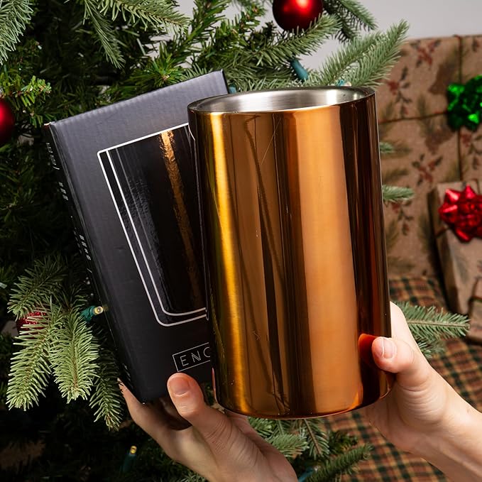 Wine Chiller for Bottles (Copper) - Champagne Bucket, Elegant Wine Bottle Chiller and Champagne Cooler, Insulated Wine Bucket Keeps Wine Cool, Champagne Bottle Chiller Fits Any Single Bottle
