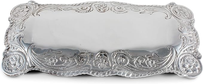 Arthur Court Western Pattern Concho Bread/Snack Serving Tray Parties Bar Dish - Cowboy/Cowgirl Silver Aluminum 6 inch x 12.25 inch