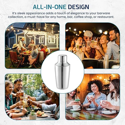 OCS Parts 3-Piece Stainless Steel Cocktail Shaker | 8-Ounce | Makes Perfect Mixed Drinks, Cocktails, and Coffees