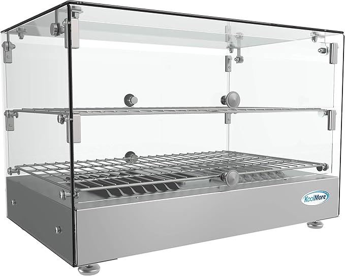 KoolMore - HDC-1.7C 22" Self Service 2 Shelf Commercial Countertop Food Warmer Display Case - 1.7. cu ft, Silver