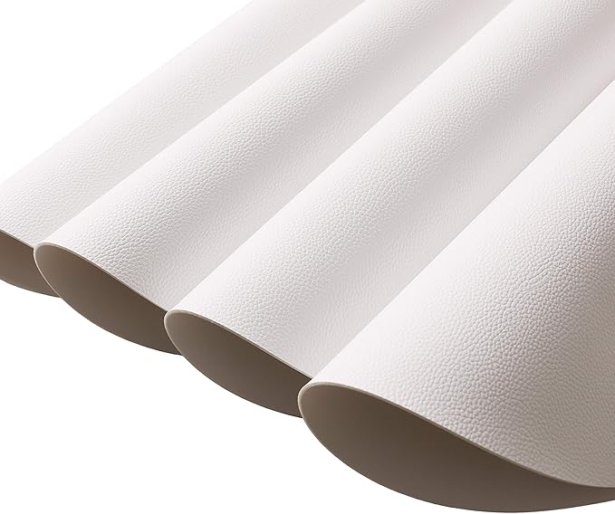 Wipeable Placemats and Coasters Leather Table Mats Waterproof Heat-Resistant Easy to Clean for Dining Table Set Kitchen Table Set of 4, White