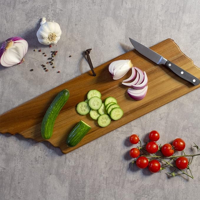 Totally Bamboo Rock & Branch Origins Series Tennessee State Shaped Cutting Board and Charcuterie Serving Tray, Includes Hang Tie for Wall Display