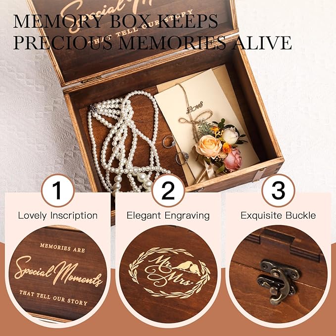 2025 Mr & Mrs Wine Glasses Gift Set with VINTAGE Memory Box – Engagement, Wedding & Newlywed Gifts for Couples, Just Engaged Gifts for Women, Christmas Couple Present