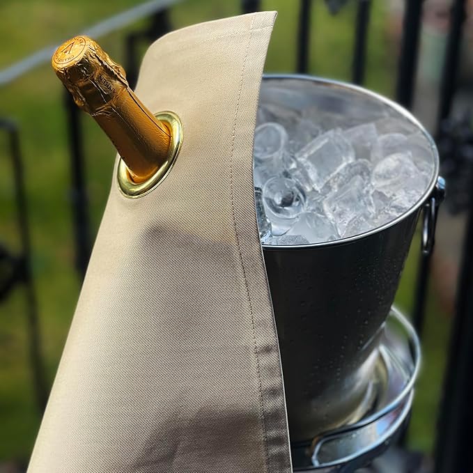 Classic Collection, Bottle Cloth with Metal Ring for Ice Buckets, Cotton, 42 cm, Corner Hole (Gold with Gold Metal Ring, Pack of 2)