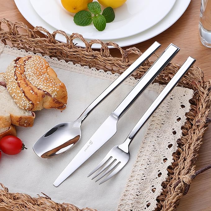 silverware set, 18/10 stainless steel flatware set for 6, 30-piece set, flatware sets with serving utensils, tableware set for dining restaurant hotel