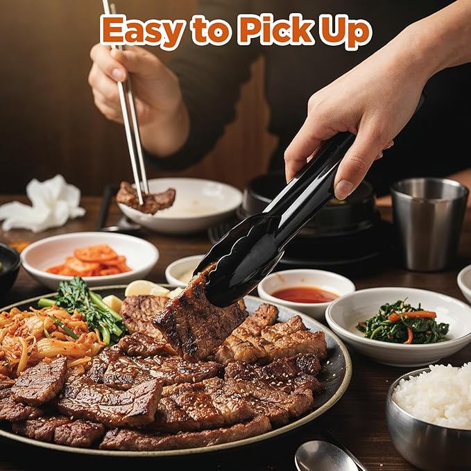 36 PCS Disposable Serving Utensils Set - 12 Heavy Duty Plastic Spoons Forks Tongs for Buffet Catering Party Supplies, Black Serving Utensils for Restaurant Wedding Banquet Dinner Salad Soup
