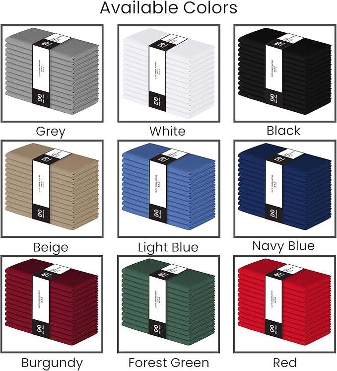 Set of 12 Cloth Dinner Napkins 100% Cotton - Soft Durable Washable - Ideal for Farmhouse Party Weddings Christmas Easter - Perfect Everyday Use Table Linen Cloth Napkins Navy Blue 17x17