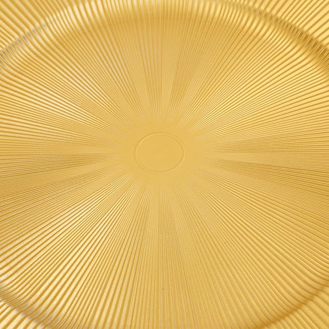 100 PCS Charger Plates Bulk, 13 Inch Plastic Round Charger Dinner Plates Jagged Edge Service Plates Decorative Chargers Bulk for Table Setting Wedding Party Event(Gold)