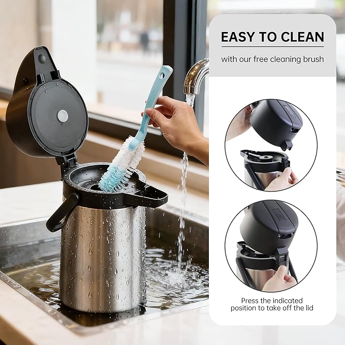 Airpot Coffee Dispenser Thermal with Pump,2.5L/85 Oz Insulated Stainless Steel Large Airpot Coffee Carafe Lever Action for Hot/Cold Water,Thermal Carafes for Hot Cocoa for Parties