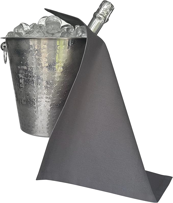 Original Collection, Bottle Cloths for Ice Buckets, Cotton, 42 cm, Corner Hole, Stitched Circle (Platinum, Pack of 8)