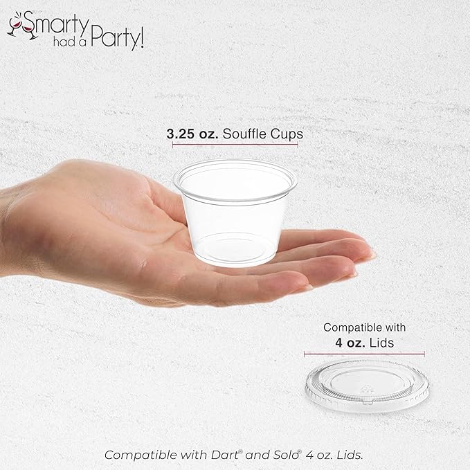 Smarty Had A Party 2500 Clear Plastic Disposable Portion Souffle Cup 3.25 oz Small Disposable Dessert and for Snacks Reusable Plastic Cups