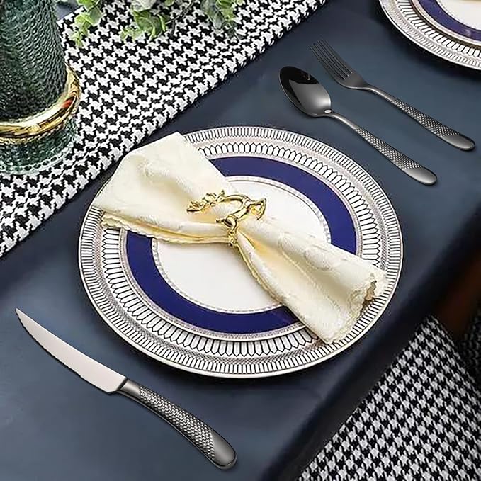45-Piece Silverware Set Stainless Steel Flatware Set for 8 with Serving Utensils Include Dinner Fork Knife Spoon Cutlery Utensil Set for Home Kitchen Restaurant