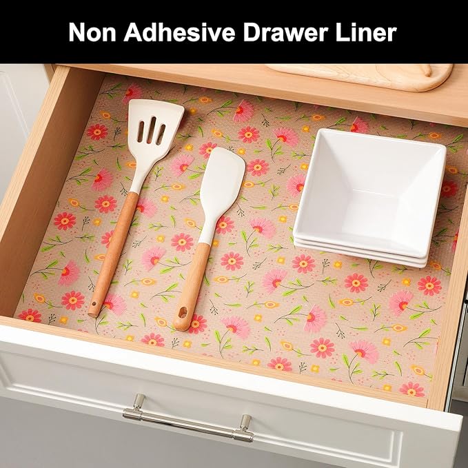 Cooyes Shelf Liner – Premium Non-Adhesive Cabinet & Drawer Liner for Kitchen – Waterproof Shelf Paper with Modern Pattern – Durable EVA Cabinet Mat – Easy to Cut (11.8" W x 118" L)