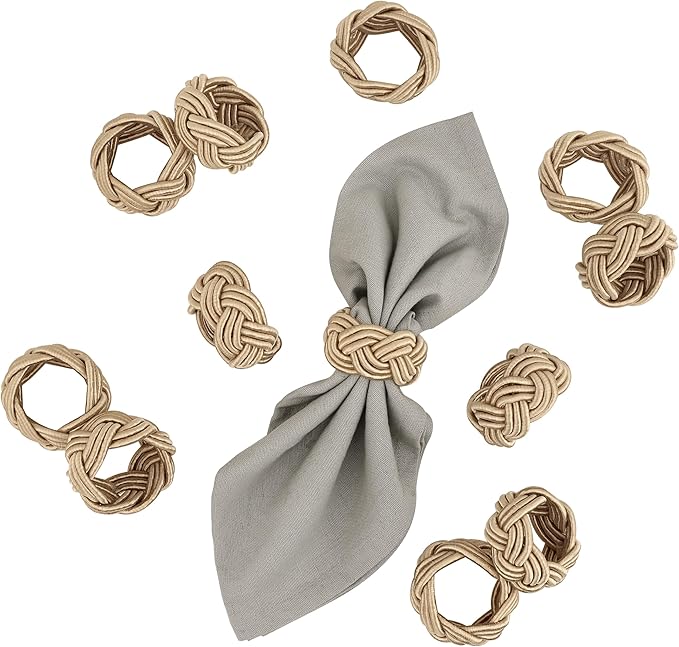 Napkin Rings Set of 12 for Dinner Parties, Weddings Receptions, Family Gatherings, or Everyday Use - Set Your Style with Daily Use Table Décor Accessories - Oat Brown