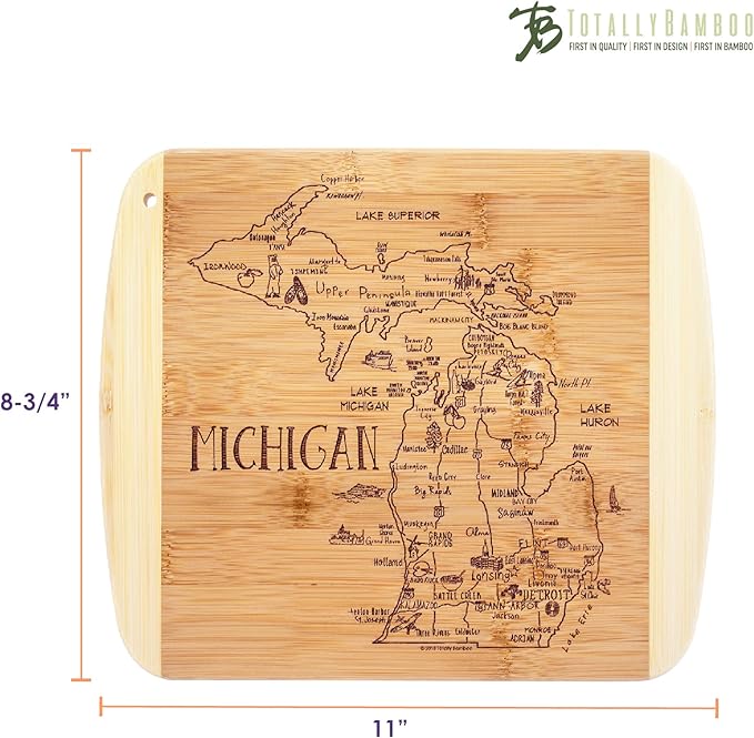Totally Bamboo A Slice of Life Michigan State Serving and Cutting Board, 11" x 8.75"