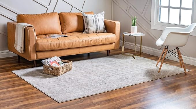 Rugs.com Oregon Collection Rug – 6' x 9' Ivory Low-Pile Rug Perfect for Living Rooms, Large Dining Rooms, Open Floorplans