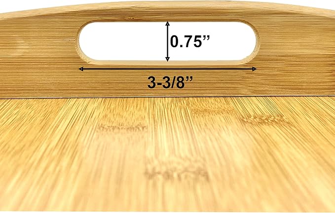 Bam & Boo Natural Bamboo Serving Tray Extra Large Rectangular with Handles for Food, Drinks, Storage, Decor, Vanity, Breakfast, Parties, Weddings, Picnics(17.75” x 13” x 2.35”, Natural)