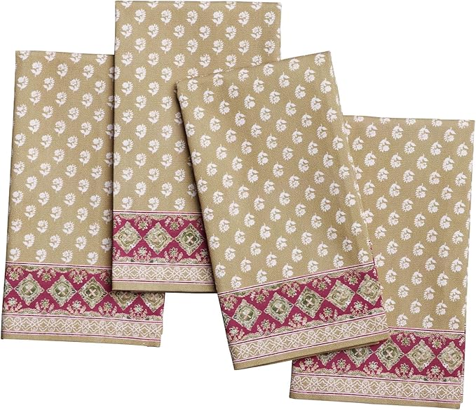 Maison d' Hermine Cloth Napkins Set of 4 100% Cotton Soft & Durable Everyday Reusable Square Napkins Cloth Washable, Dinner, Cocktail Party, Wedding, Restaurant (Manosque, 18" x 18")