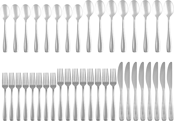 Cambridge 426540CJBR2R Waylen Mirror 40-Piece Flatware Set with Rustic Caddy