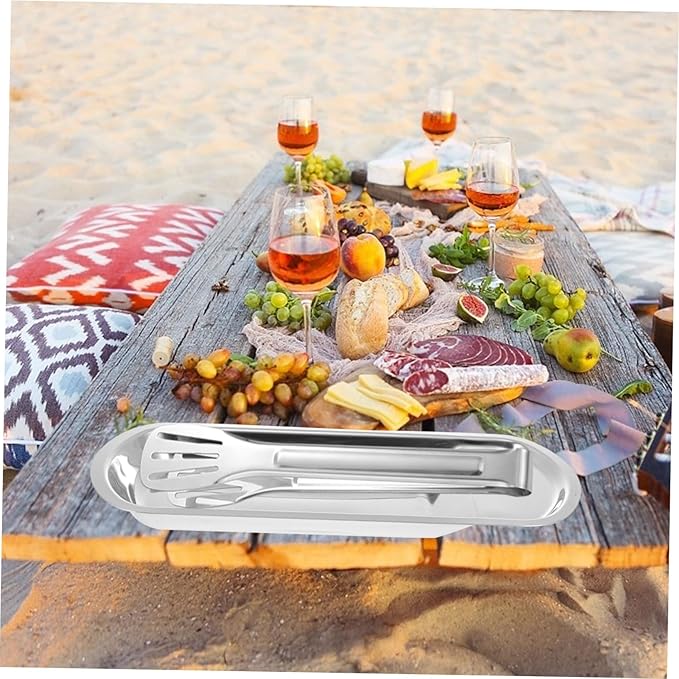 LIFKOME Clip Tray for Kitchen Stainless Steel Serving Trays Buffet Plate Easy to Clean Multifunctional Tableware Storage