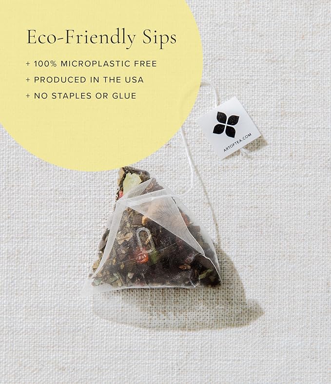 Art of Tea | Organic Egyptian Chamomile Tea Bags - Caffeine Free Herbal Teas | 50 Eco Friendly Pyramid Tea Bag Sachets | Chamomile Tea Organic Naturally Decaf Tea bags