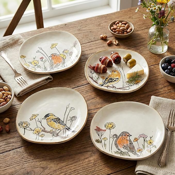 Blue Sky Clayworks Wildflower Bird Appetizer Plate Plate, 6" D