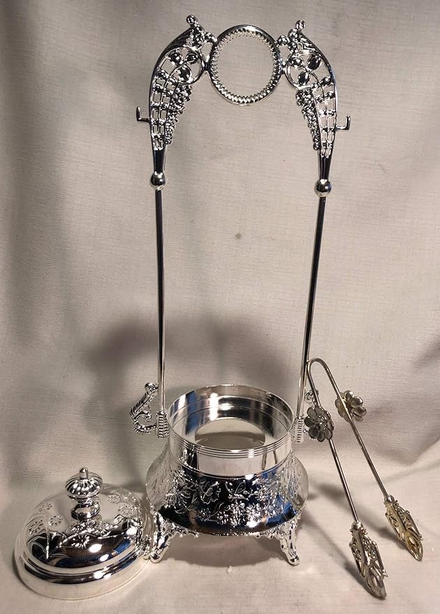 Pickle Castor Set - Frame Tongs & Lid - Silver Plated