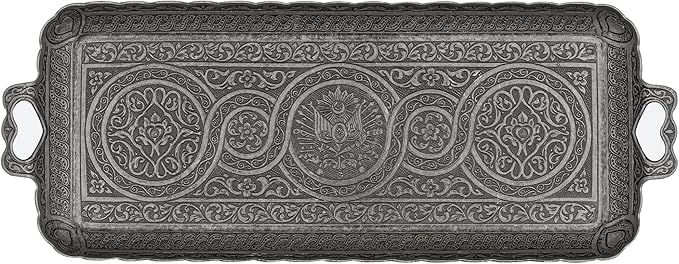 Alisveristime Turkish Ottoman Coffee Tea Beverage Serving Rectangle Tray (Small Tray) (13 INC*5.5 INC) (Black)