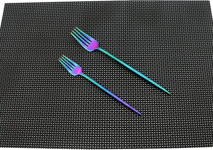 Iridescent Rainbow Multicolor Flatware 20 Pieces Tableware Set Cutlery Set Dinnerware Anti-rust Utensil Set,Salad Spoons Knives and Dessert Forks, Service for 4