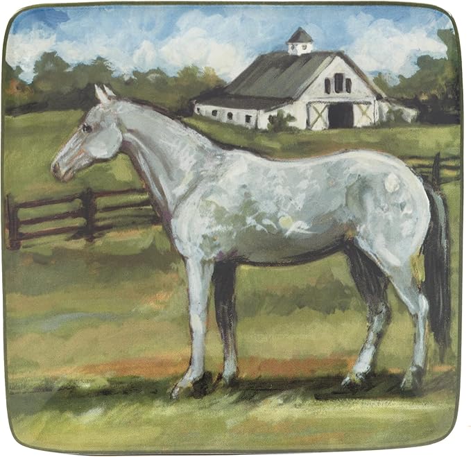 Certified International York Stables 6" Canape/Luncheon/Appetiser Plates, Set of 4 Assorted Designs