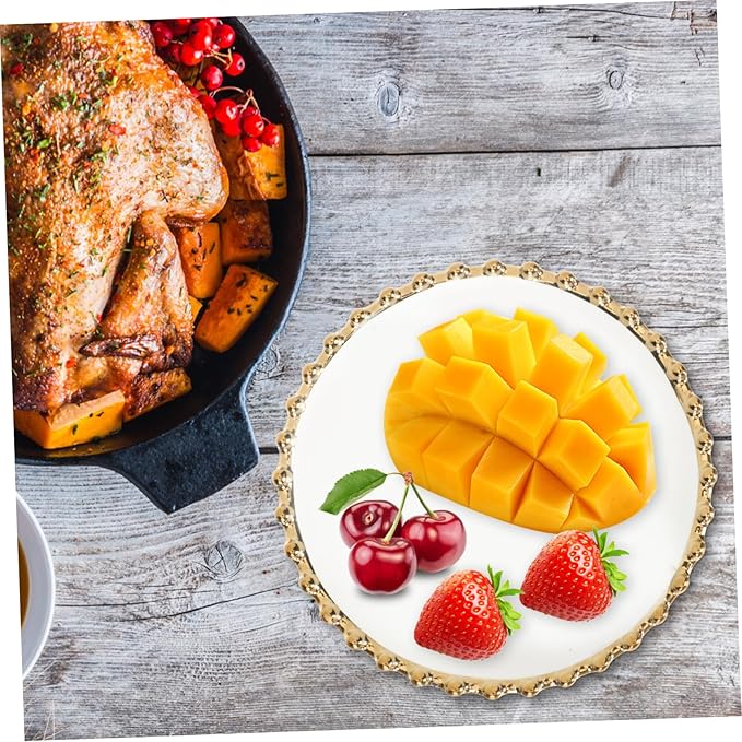 Ceramic Plate Gold Rim Decorative Dinnerware Suitable for Western Food Pasta Steak Pizza Salad Bread