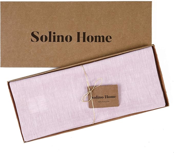 Solino Home Linen Bubblegum Pink Table Runner 132 Inches Long - Athena, 100% Pure Linen Dining Table Runner 14 x 132 Inch for Valentines, Spring, Easter