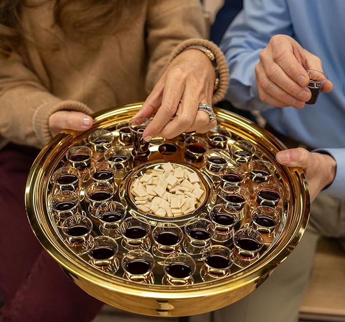 Broadman Church Supplies RemembranceWare Communion One Pass Tray & Disk, Brass