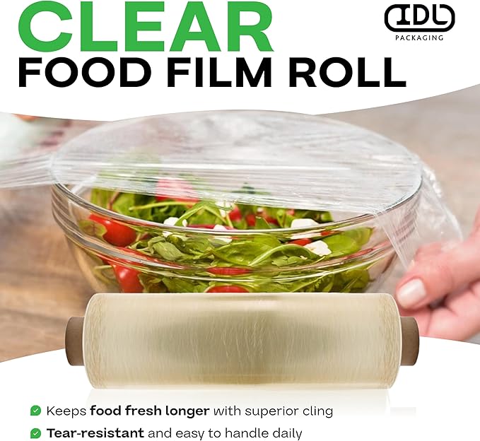 IDL Packaging WP-179D 12" WrapMaster Dispenser with 12" x 2000' Food Film Roll – Complete Food Wrapping Solution on Your Kitchen - 100% Food-Grade and BPA Free