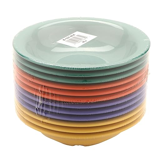 GET B-167-MIX Melamine Narrow Rim Fruit/Dessert Bowl, 16 Ounce, Assorted Colors (Set of 12)
