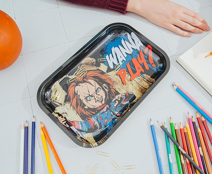 Silver Buffalo Chucky Wanna Play? 11.3" x 7.4" Tin Tray